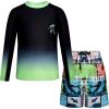 imageGRACE KARIN Boys Two Piece Swimwear Rash Guard Swimsuit with Trunks Bathing Suit Swim Set 512YGreen