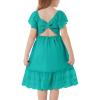 imageGRACE KARIN Girls Bow Back Dress Summer Beach Party Casual Sundress Ruffle Backless Dress for Teens Girls Size 614Dark Green