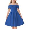 imageGRACE KARIN Girls Elegant Dress Off Shoulder ALine Casual Party Dresses for 614 YearsDark Blue
