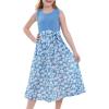 imageGRACE KARIN Girls Summer Dress for Teen Girls Floral Sleeveless Casual Sundress Midi Flowy Dress with Pocket Size 512Blue