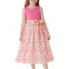imageGRACE KARIN Girls Summer Dress for Teen Girls Floral Sleeveless Casual Sundress Midi Flowy Dress with Pocket Size 512Pink