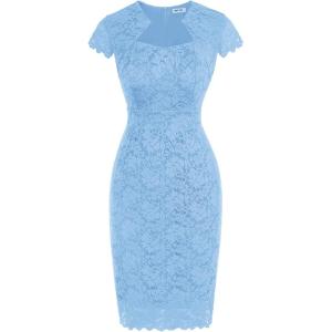 imageGRACE KARIN Cocktail Dress for Women Cap Sleeve Lace Dress for Wedding Guest Business Casual DressesLight Blue