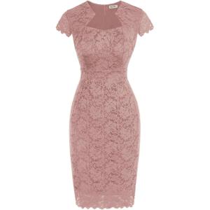 imageGRACE KARIN Cocktail Dress for Women Cap Sleeve Lace Dress for Wedding Guest Business Casual DressesLight Pink