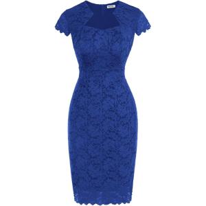 imageGRACE KARIN Cocktail Dress for Women Cap Sleeve Lace Dress for Wedding Guest Business Casual DressesRoyal Blue