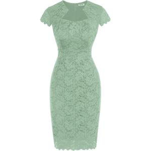 imageGRACE KARIN Cocktail Dress for Women Cap Sleeve Lace Dress for Wedding Guest Business Casual DressesSage Green