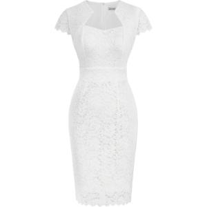 imageGRACE KARIN Cocktail Dress for Women Cap Sleeve Lace Dress for Wedding Guest Business Casual DressesWhite