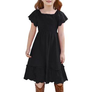 imageGRACE KARIN Girls Bow Back Dress Summer Beach Party Casual Sundress Ruffle Backless Dress for Teens Girls Size 614Black
