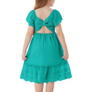 imageGRACE KARIN Girls Bow Back Dress Summer Beach Party Casual Sundress Ruffle Backless Dress for Teens Girls Size 614Dark Green