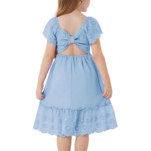 imageGRACE KARIN Girls Bow Back Dress Summer Beach Party Casual Sundress Ruffle Backless Dress for Teens Girls Size 614Light Blue