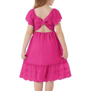 imageGRACE KARIN Girls Bow Back Dress Summer Beach Party Casual Sundress Ruffle Backless Dress for Teens Girls Size 614Rose Red