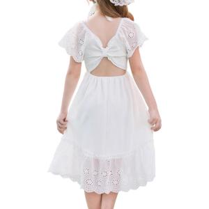 imageGRACE KARIN Girls Bow Back Dress Summer Beach Party Casual Sundress Ruffle Backless Dress for Teens Girls Size 614White