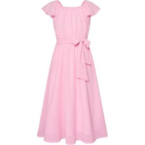imageGRACE KARIN Girls Dress Formal Party Wedding Guest Pageant Dress for Teen Girls Ruffle Backless Maxi Sundress Size 614Pink