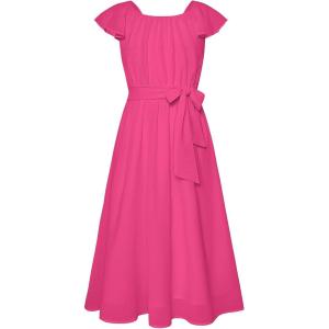 imageGRACE KARIN Girls Dress Formal Party Wedding Guest Pageant Dress for Teen Girls Ruffle Backless Maxi Sundress Size 614Rose Red