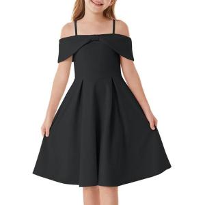 imageGRACE KARIN Girls Elegant Dress Off Shoulder ALine Casual Party Dresses for 614 YearsBlack