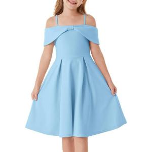imageGRACE KARIN Girls Elegant Dress Off Shoulder ALine Casual Party Dresses for 614 YearsBlue