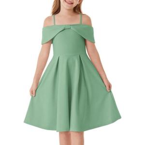 imageGRACE KARIN Girls Elegant Dress Off Shoulder ALine Casual Party Dresses for 614 YearsGreen