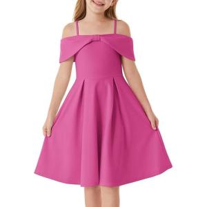 imageGRACE KARIN Girls Elegant Dress Off Shoulder ALine Casual Party Dresses for 614 YearsHot Pink