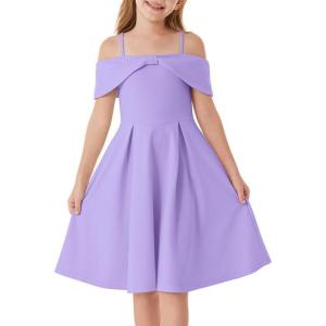 imageGRACE KARIN Girls Elegant Dress Off Shoulder ALine Casual Party Dresses for 614 YearsPurple