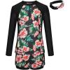 imageGRACE KARIN Girls 2Piece Rash Guard Set Long Sleeve Swimwear with Hairband 512YBlack