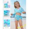 imageGRACE KARIN Girls Bathing Suit Adjustable Taniki Swimsuit Tie Front 4 Piece Bikini Set with Kimono Cover Up 614Bluegreen