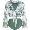 imageGRACE KARIN Girls Bathing Suit Adjustable Taniki Swimsuit Tie Front 4 Piece Bikini Set with Kimono Cover Up 614Greencoconut