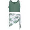 imageGRACE KARIN Girls Bathing Suit Adjustable Taniki Swimsuit Tie Front 4 Piece Bikini Set with Kimono Cover Up 614Greencoconut