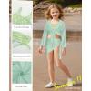 imageGRACE KARIN Girls Bathing Suit Adjustable Taniki Swimsuit Tie Front 4 Piece Bikini Set with Kimono Cover Up 614Greendaisy