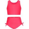 imageGRACE KARIN Girls Bathing Suit Adjustable Taniki Swimsuit Tie Front 4 Piece Bikini Set with Kimono Cover Up 614Hot Pinkcoconut