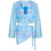 imageGRACE KARIN Girls Bathing Suit Adjustable Taniki Swimsuit Tie Front 4 Piece Bikini Set with Kimono Cover Up 614Light Bluecoconut