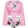 imageGRACE KARIN Girls Bathing Suit Adjustable Taniki Swimsuit Tie Front 4 Piece Bikini Set with Kimono Cover Up 614Pinkcoconut