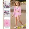 imageGRACE KARIN Girls Bathing Suit Adjustable Taniki Swimsuit Tie Front 4 Piece Bikini Set with Kimono Cover Up 614Pinkcoconut
