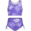 imageGRACE KARIN Girls Bathing Suit Adjustable Taniki Swimsuit Tie Front 4 Piece Bikini Set with Kimono Cover Up 614Purplecoconut