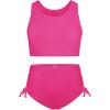 imageGRACE KARIN Girls Bathing Suit Adjustable Taniki Swimsuit Tie Front 4 Piece Bikini Set with Kimono Cover Up 614Whitehot Pink