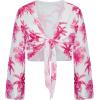 imageGRACE KARIN Girls Bathing Suit Adjustable Taniki Swimsuit Tie Front 4 Piece Bikini Set with Kimono Cover Up 614Whitehot Pink