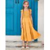 imageGRACE KARIN Girls Dress Summer Tie Back Party Dress Ruffle Sleeve Smoke Tiered Special Occasions Maxi Tween Dresses Size 514Apricot