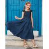 imageGRACE KARIN Girls Dress Summer Tie Back Party Dress Ruffle Sleeve Smoke Tiered Special Occasions Maxi Tween Dresses Size 514Deep Blue