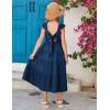 imageGRACE KARIN Girls Dress Summer Tie Back Party Dress Ruffle Sleeve Smoke Tiered Special Occasions Maxi Tween Dresses Size 514Deep Blue