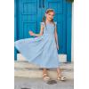 imageGRACE KARIN Girls Dress Summer Tie Back Party Dress Ruffle Sleeve Smoke Tiered Special Occasions Maxi Tween Dresses Size 514Light Blue