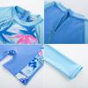 imageGRACE KARIN Girls Swimsuit Long Sleeve UV Protective Bathing Suit One Piece Swimwear for Kids 512 YearsLight Blue Leaf
