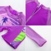 imageGRACE KARIN Girls Swimsuit Long Sleeve UV Protective Bathing Suit One Piece Swimwear for Kids 512 YearsPurple Coconut Tree