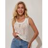 imageGRACE KARIN Womens 2025 Summer Crochet Knit Tank Tops Sleeveless Hollow Out Casual Crew Neck Sweater Vest Cover UpWhite