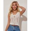 imageGRACE KARIN Womens 2025 Summer Crochet Knit Tank Tops Sleeveless Hollow Out Casual Crew Neck Sweater Vest Cover UpWhite