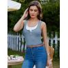 imageGRACE KARIN Womens Casual Sleeveless Henley Shirts Summer Layered Tank Tops Square Neck Sweater VestGrey Blue
