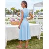 imageGRACE KARIN Womens Summer Casual Dress V Neck Cap Sleeve Zipper Front Flowy Midi Dress with PocketsLight Blue