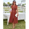 imageGRACE KARIN Womens Summer Casual Dress V Neck Cap Sleeve Zipper Front Flowy Midi Dress with PocketsRust Red