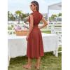 imageGRACE KARIN Womens Summer Casual Dress V Neck Cap Sleeve Zipper Front Flowy Midi Dress with PocketsRust Red