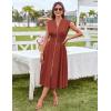 imageGRACE KARIN Womens Summer Casual Dress V Neck Cap Sleeve Zipper Front Flowy Midi Dress with PocketsRust Red