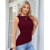 imageGRACE KARIN Womens Tank Tops 2025 Summer Tops Ruched Boat Neck Sleeveless Blouses Asymmetrical Going Out TopDark Red