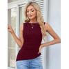 imageGRACE KARIN Womens Tank Tops 2025 Summer Tops Ruched Boat Neck Sleeveless Blouses Asymmetrical Going Out TopDark Red