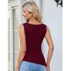 imageGRACE KARIN Womens Tank Tops 2025 Summer Tops Ruched Boat Neck Sleeveless Blouses Asymmetrical Going Out TopDark Red